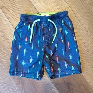 Old Navy baby toddler boys swim trunks swimsuit shorts fishing lures size 18-24m